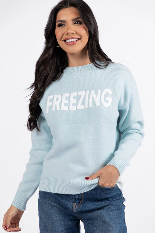 Everfrost Blue Crew Neck Sweater