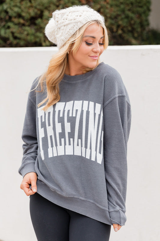 Freezing Charcoal Corded Graphic Sweatshirt